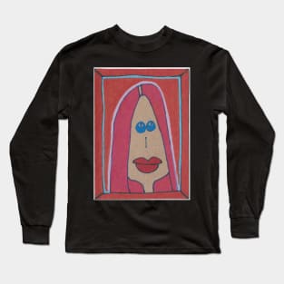 Redhead on Red Background Long Sleeve T-Shirt